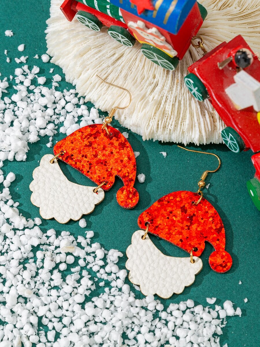 Christmas Santa Claus Drop Earrings - Multicolor - View 1