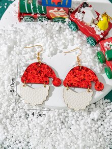 Christmas Santa Claus Drop Earrings - Multicolor - View 4