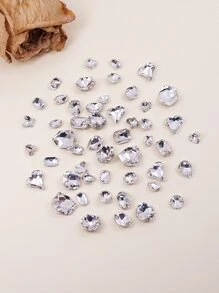 50 viên đá trang trí móng tay hình hỗn hợp - Bạc - Xem 2