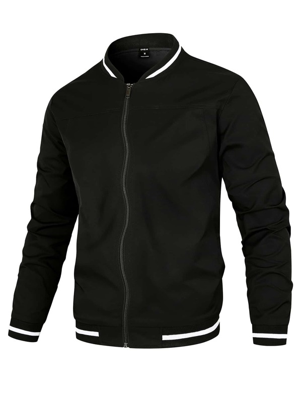 Manfinity Sporsity Men Striped Trim Slant Pockets Bomber Jacket SHEIN USA