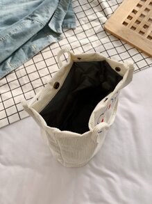 卡通和字母圖案按扣托特包 - 白色 - 查看 6