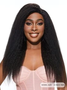 Transparent Lace Kinky Straight 13 X 4 Lace Front Wigs Real Human Hair Lace Frontal Closure Wigs With Baby Hair Pre Plucked Natural Hairline Wig Natural Black Color - Natural Black - View 5