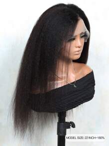 Transparent Lace Kinky Straight 13 X 4 Lace Front Wigs Real Human Hair Lace Frontal Closure Wigs With Baby Hair Pre Plucked Natural Hairline Wig Natural Black Color - Natural Black - View 6