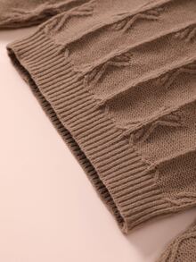 Niñas Jersey de cuello redondo de manga raglán - Marrón Mocha - Ver 5