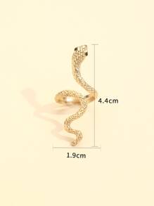 Rhinestone Decor Snake Design Cuff Ring - Yellow Gold - View 5