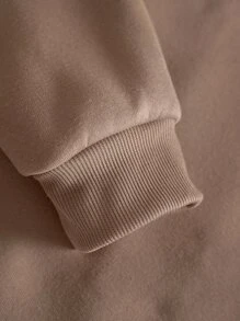 Manfinity Dauomo Men Solid Drawstring Pocket Detail Thermal Lined Sweatshirt - Mocha Brown - View 3