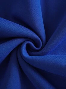 Men Letter Graphic Kangaroo Pocket Drawstring Thermal Hoodie - Royal Blue - View 6