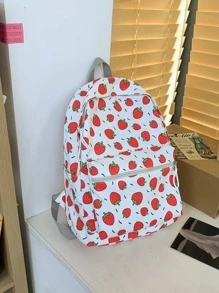 Strawberry Graphic Pocket Front Backpack - Red and White - View 3