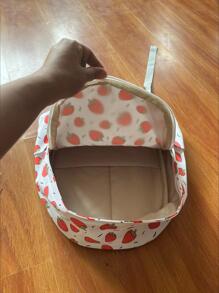 Strawberry Graphic Pocket Front Backpack - Red and White - View 4