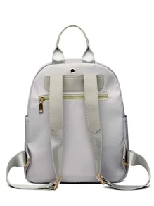 Waterproof,Lightweight Letter Graphic Backpack With Bag Charm School Bag For Graduate, Teen Girls, Freshman, Sophomore, Junior & Senior In College, University & High School, Perfect For Outdoors ,Travel & Back To School - Light Grey - View 2
