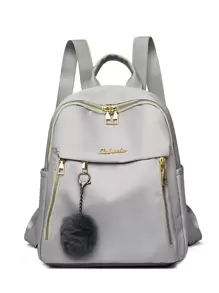 Waterproof,Lightweight Letter Graphic Backpack With Bag Charm School Bag For Graduate, Teen Girls, Freshman, Sophomore, Junior & Senior In College, University & High School, Perfect For Outdoors ,Travel & Back To School - Light Grey - View 6