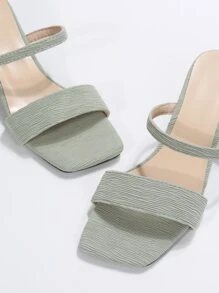 Minimalist Chunky Heeled Mule Sandals - Green - View 4