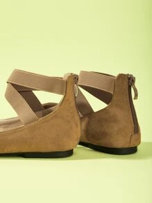 Suedette Minimalist Flats - Brown - View 4