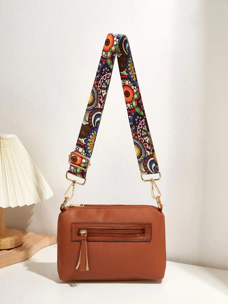 Không thấm nước, nhẹ, túi vuông trang trí tua rua họa tiết hình học thông thường dành cho nữ tuổi teen Sinh viên đại học, tân binh và nhân viên văn phòng Hoàn hảo cho văn phòng, đại học, công việc, kinh doanh, đi làm - màu nâu - Xem 1