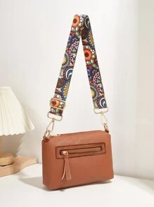 Không thấm nước, nhẹ, túi vuông trang trí tua rua họa tiết hình học thông thường dành cho nữ tuổi teen Sinh viên đại học, tân binh và nhân viên văn phòng Hoàn hảo cho văn phòng, đại học, công việc, kinh doanh, đi làm - màu nâu - Xem 3