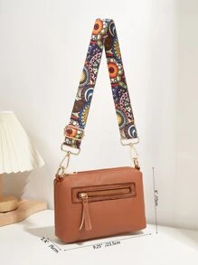 Không thấm nước, nhẹ, túi vuông trang trí tua rua họa tiết hình học thông thường dành cho nữ tuổi teen Sinh viên đại học, tân binh và nhân viên văn phòng Hoàn hảo cho văn phòng, đại học, công việc, kinh doanh, đi làm - màu nâu - Xem 6