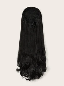 Extensión de cabello sintético de cola de caballo rizada larga - Negro - Ver 3