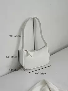 1pc Solid Color Fashionable Simple All-Match Pu Bag - White - View 7