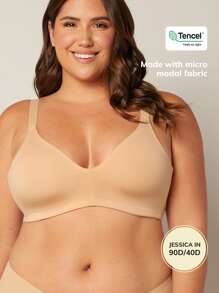 LUVLETTE Plus Wireless T-Shirt Bra Lounge Bra - Apricot - View 2
