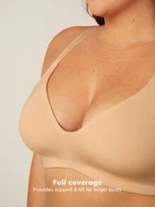 LUVLETTE Plus Wireless T-Shirt Bra Lounge Bra - Apricot - View 4