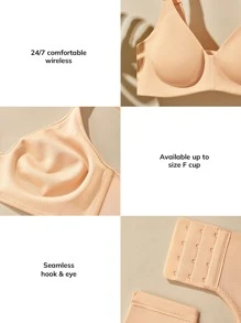 LUVLETTE Plus Wireless T-Shirt Bra Lounge Bra - Apricot - View 6