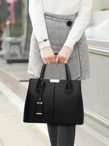 Lightweight, Portable Casual, Fashion Minimalist Top Handle Tote Bag Simple Artificial Leather Handbag, Women's Elegant Crossbody Bag With Zipper Stylish Purse, Mother's Day Gift For Mom For Girls, Women, College Students, Rookies & White-Collar Workers For Autumn & Winter, Warm Winter, For Fall, Winter Essential, For Work, Office, Commute, Outdoors - Black - View 7