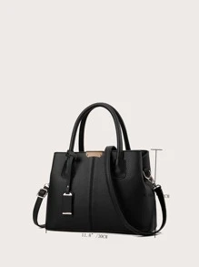 Lightweight, Portable Casual, Fashion Minimalist Top Handle Tote Bag Simple Artificial Leather Handbag, Women's Elegant Crossbody Bag With Zipper Stylish Purse, Mother's Day Gift For Mom For Girls, Women, College Students, Rookies & White-Collar Workers For Autumn & Winter, Warm Winter, For Fall, Winter Essential, For Work, Office, Commute, Outdoors - Black - View 6