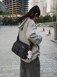 Nhẹ, Túi đeo chéo nylon tối giản dành cho doanh nhân với nét duyên dáng hoạt hình dành cho các cô gái tuổi teen Sinh viên đại học, tân binh và nhân viên cổ trắng Hoàn hảo cho văn phòng, đại học, công việc, kinh doanh, đi làm, ngoài trời, du lịch, đi chơi - màu đen - Xem 1