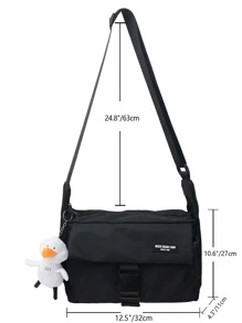 Nhẹ, Túi đeo chéo nylon tối giản dành cho doanh nhân với nét duyên dáng hoạt hình dành cho các cô gái tuổi teen Sinh viên đại học, tân binh và nhân viên cổ trắng Hoàn hảo cho văn phòng, đại học, công việc, kinh doanh, đi làm, ngoài trời, du lịch, đi chơi - màu đen - Xem 3