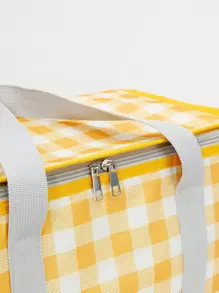 1入組格子圖案保溫飯袋 - 彩色 - 查看 6