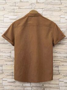 Manfinity Homme Men Letter Patched Detail Shirt Without Tee - Brown - View 2