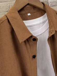 Manfinity Homme Men Letter Patched Detail Shirt Without Tee - Brown - View 3