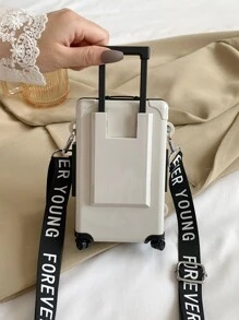 迷你手提箱設計盒型包 - 米色 - 查看 2