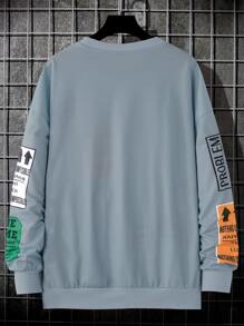 Manfinity EMRG Men Slogan Graphic Drop Shoulder Sweatshirt - Dusty Blue - View 2