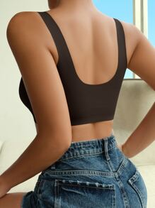 Solid No Show Wireless Bra - Chocolate Brown - View 2