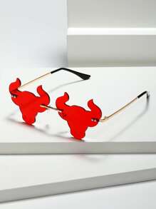 Hombres Gafas de moda sin marco ganado - Rojo - Ver 1