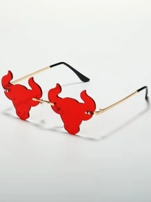 Hombres Gafas de moda sin marco ganado - Rojo - Ver 7