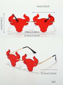 Hombres Gafas de moda sin marco ganado - Rojo - Ver 3