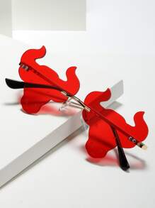 Hombres Gafas de moda sin marco ganado - Rojo - Ver 4