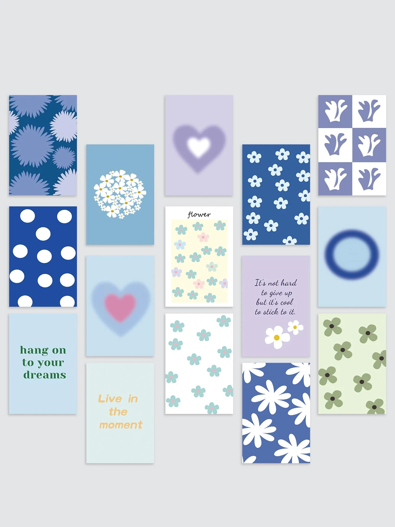 15pcs Flower & Slogan Graphic Postcard - Multicolor - View 1