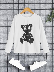 SHEIN Boys Cartoon Panda Print Tee - White - View 1