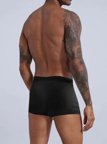 Men 5pcs Cartoon & Japanese Letter Graphic Contrast Tape Boxer Brief - Black - View 2