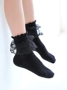 5雙小女童荷葉邊中筒襪 - 彩色 - 查看 2