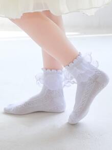 5雙小女童荷葉邊中筒襪 - 彩色 - 查看 3