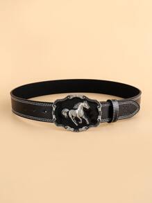 1pc Women Horse Detail Geometric Buckle Fashion Belt For Daily Life