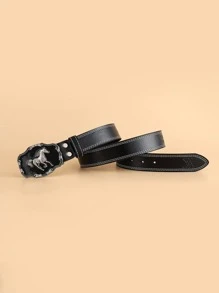 1pc Women Horse Detail Geometric Buckle Fashion Belt For Daily Life