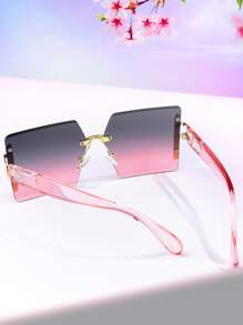 1 pieza Gafas de moda elegantes con marco de metal para mujer, adecuadas para usar en la playa y de vacaciones, gafas básicas para mujer, regalo de ropa casual de negocios para mujer en otoño/invierno - Multicolor - Ver 3