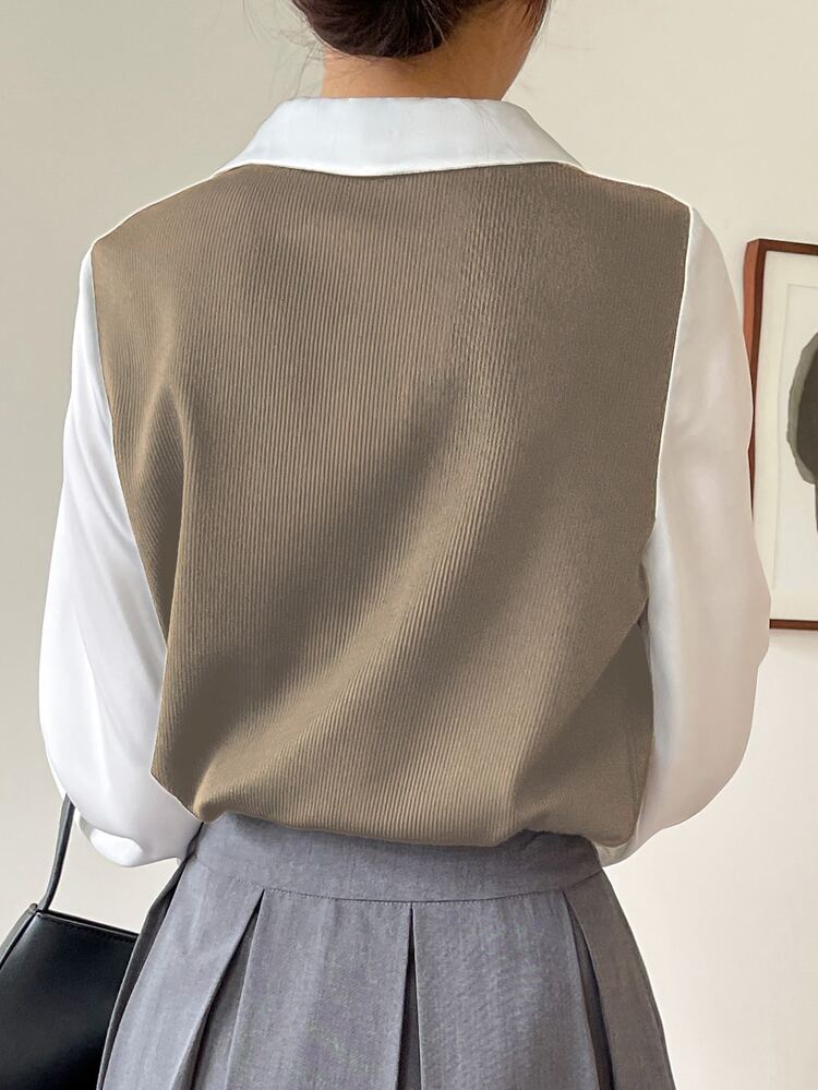 Color Block Bishop Sleeve 2 In 1 Top