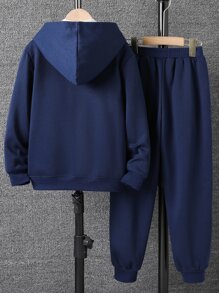 Bộ hai mảnh Trai Túi Đồ họa Lá thư Giải trí - Màu xanh hải quân - Xem 2