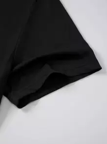 Manfinity Homme 男士反光字母圖案雙色抽繩連帽T恤 - 黑色 - 查看 3